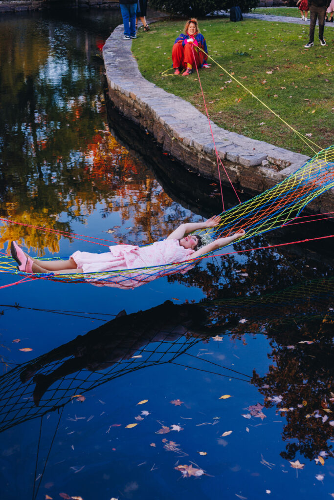 "Community Safety Net" performance by Linsey Wallace at Roger Williams Park, October 2024. Photo by Tarik Bartel.
