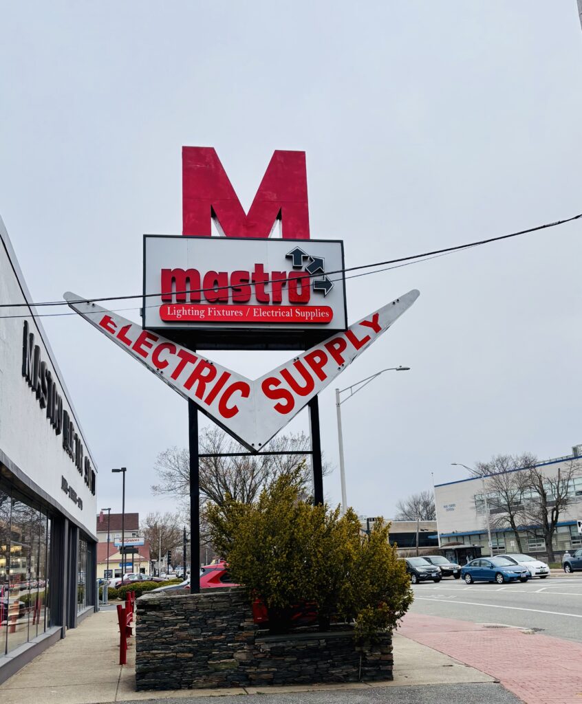 The big ‘M’ from Mastro Electric at the former Columbus Square site